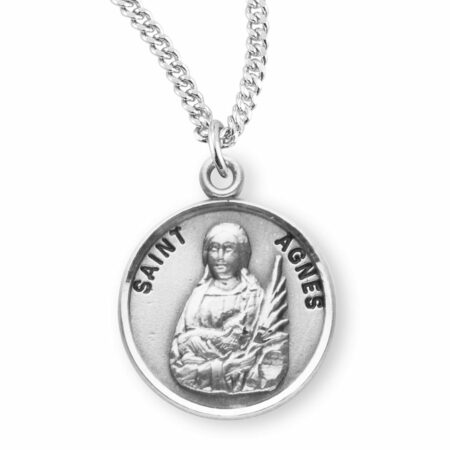 Patron Saint Agnes Round Sterling Silver Medal