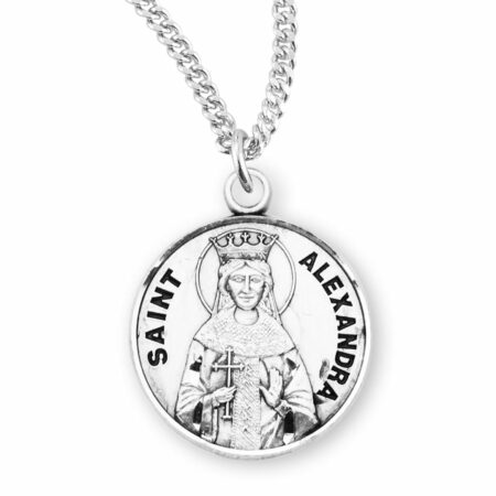 Patron Saint Alexandra Round Sterling Silver Medal