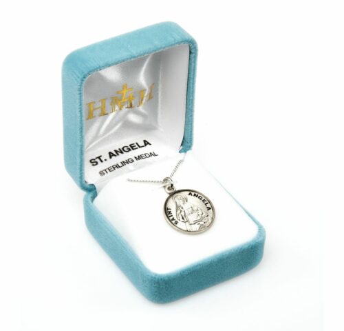 Patron Saint Angela Round Sterling Silver Medal - Image 4