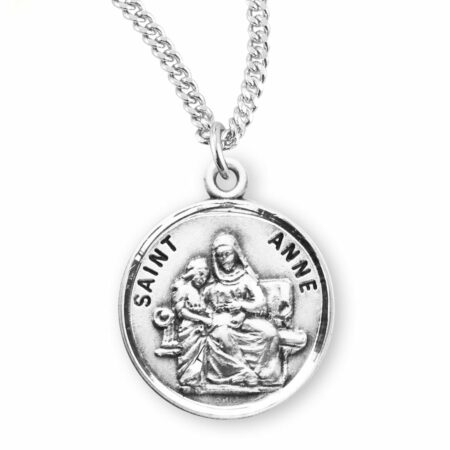 Patron Saint Anne Round Sterling Silver Medal