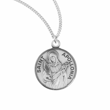 Patron Saint Apollonia Round Sterling Silver Medal