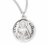 Patron Saint Barbara Round Sterling Silver Medal