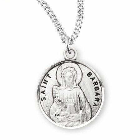 Patron Saint Barbara Round Sterling Silver Medal