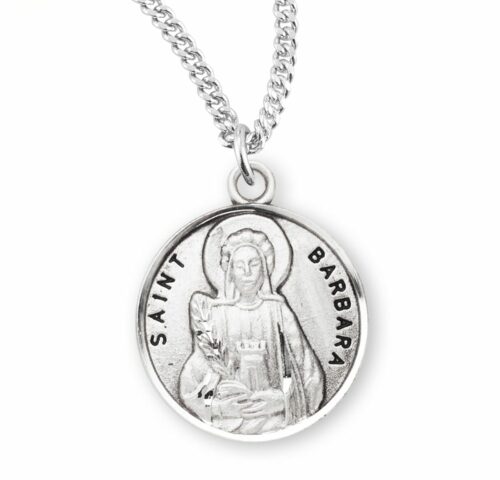 Patron Saint Barbara Round Sterling Silver Medal