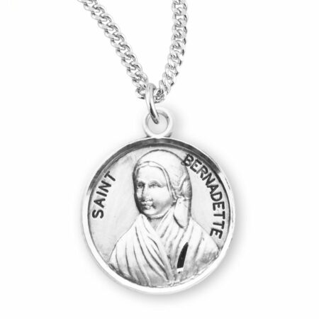 Patron Saint Bernadette Round Sterling Silver Medal