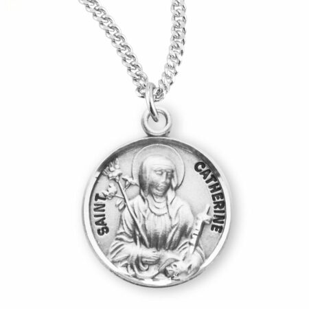 Patron Saint Catherine Round Sterling Silver Medal
