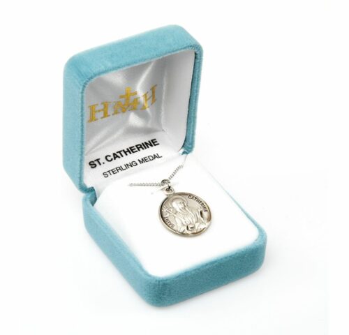Patron Saint Catherine Round Sterling Silver Medal - Image 3