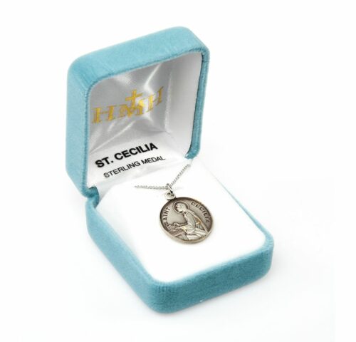 Patron Saint Cecilia Round Sterling Silver medal - Image 4