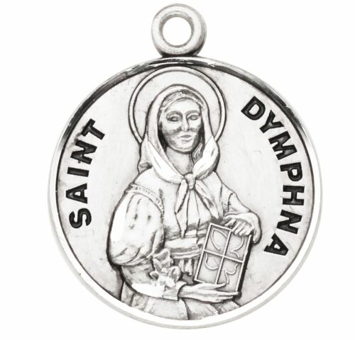 Patron Saint Dymphna Round Sterling Silver Medal - Image 2