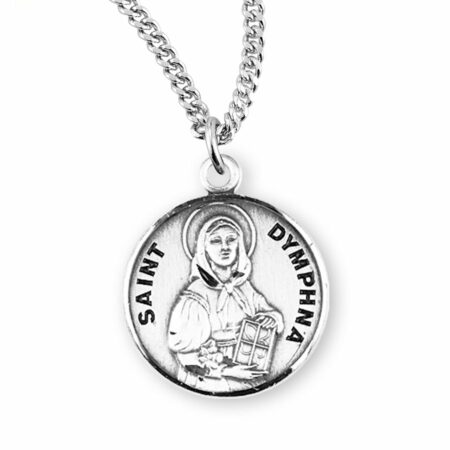 Patron Saint Dymphna Round Sterling Silver Medal