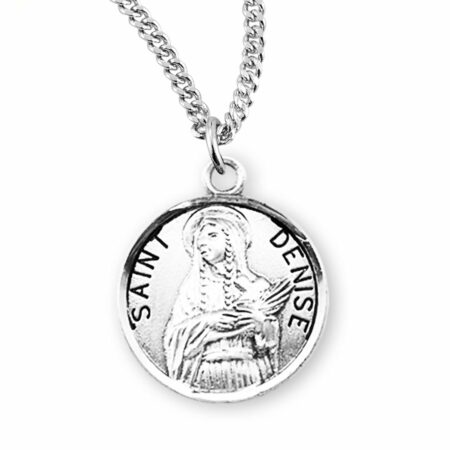 Patron Saint Denise Round Sterling Silver Medal