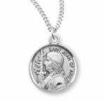 Patron Saint Joan of Arc Round Sterling Silver Medal