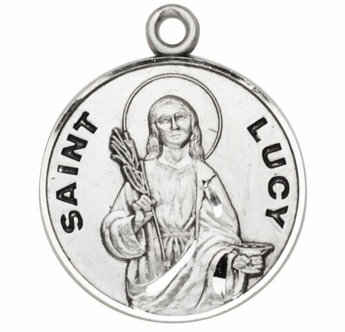 Patron Saint Lucy Round Sterling Silver Medal - Image 2