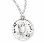 Patron Saint Lucy Round Sterling Silver Medal