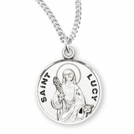 Patron Saint Lucy Round Sterling Silver Medal