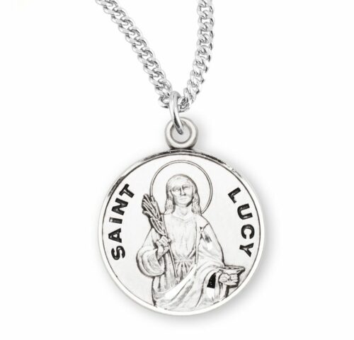 Patron Saint Lucy Round Sterling Silver Medal