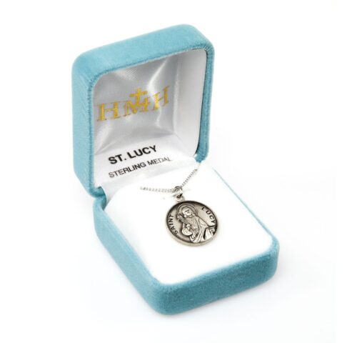 Patron Saint Lucy Round Sterling Silver Medal - Image 4