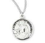 Patron Saint Margaret Round Sterling Silver Medal