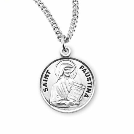 Patron Saint Maria Faustina Round Sterling Silver Medal