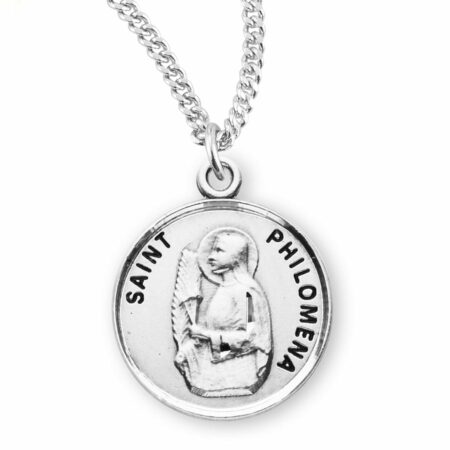 Patron Saint Philomena Round Sterling Silver Medal