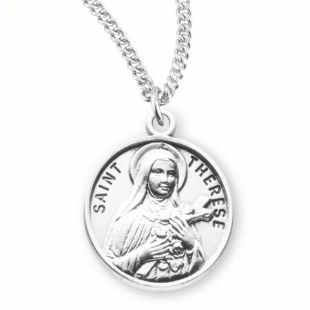 Patron Saint Therese Round Sterling Silver Medal