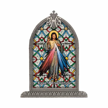 Divine Mercy Antiqued Framed Liturgical Glass