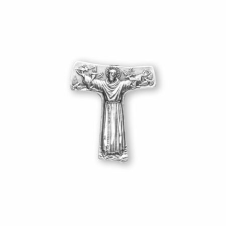 Saint Francis of Assisi "Tau" Sterling Silver Cross Lapel Pin