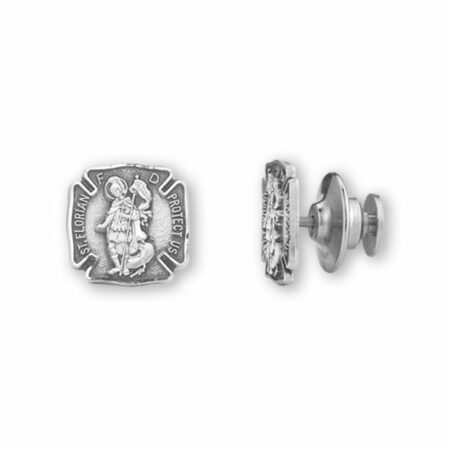 Saint Florian Sterling Silver Firefighters Lapel Pin