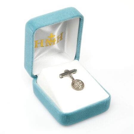 Sterling Silver Saint Benedict Medal on a Bar Pin