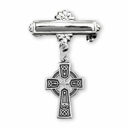Sterling Silver Baby Irish Celtic cross on a Bar Pin