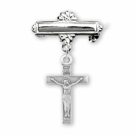 Sterling Silver Baby Crucifix on a Bar Pin
