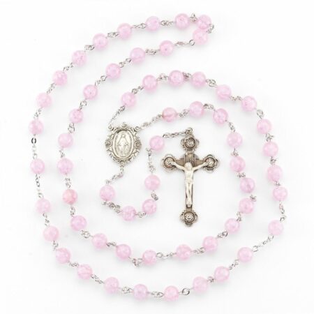 Pink Venetian Glass Flower Rosary