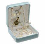 Faux Pearl Rosary Sterling Crucifix and Centerpiece