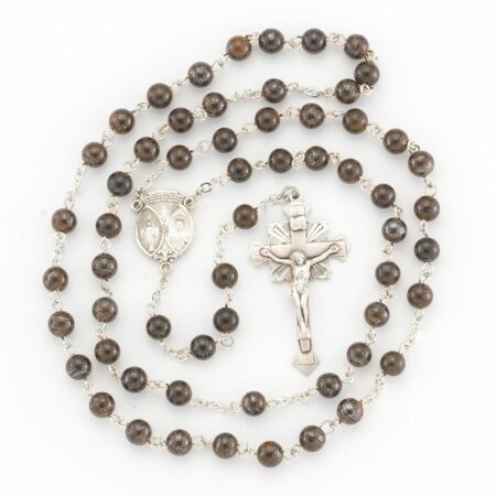 Round Genuine Gold Copper Rosary Sterling Crucifix and Centerpiece