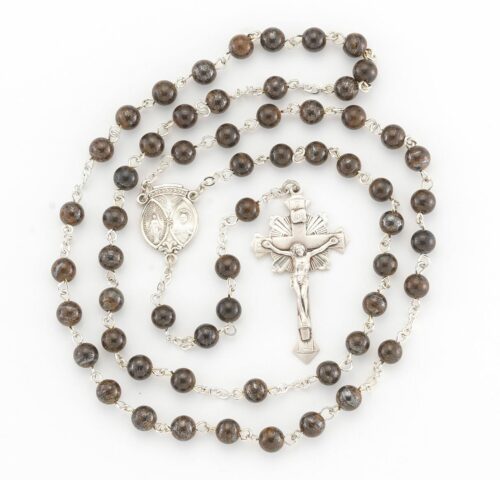 Round Genuine Gold Copper Rosary Sterling Crucifix and Centerpiece