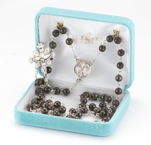Round Genuine Gold Copper Rosary Sterling Crucifix and Centerpiece - Image 2