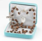 Polished Walnut Rosary Sterling Crucifix and Centerpiece