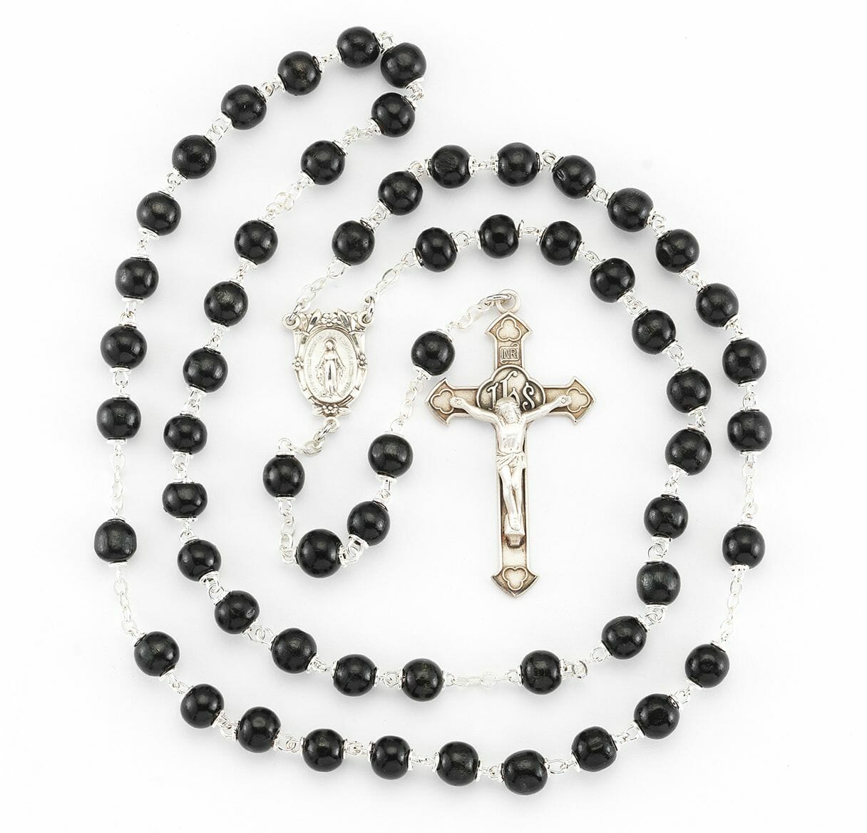 Black Round Boxwood Rosary Sterling Crucifix and Centerpiece - Buy ...