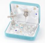Rosary Sterling Crucifix and Centerpiece Created with Swarovski Crystal 6mm Helix Aurora Borealis Beads by HMH