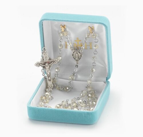 Round Silk Bead Rosary Sterling Crucifix and Centerpiece