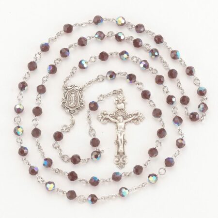 Rosary Sterling Crucifix and Centerpiece Created with Swarovski Crystal 6mm Faceted Round Garnet Beads by HMH