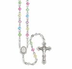 Rosary Sterling Crucifix and Centerpiece Created with Swarovski Crystal 4mm Faceted Tin Cut Bicone Beads in Multi-Color by HMH