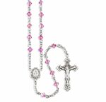 Rosary Sterling Crucifix and Centerpiece Created with Swarovski Crystal 4mm Faceted Tin Cut Bicone Beads in Pink by HMH
