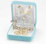Gold Freshwater Pearl Rosary Sterling Crucifix and Centerpiece