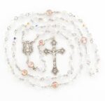 Rosary Sterling Crucifix and Centerpiece Created with Swarovski Crystal 7mm Aurora Borealis Beads by HMH