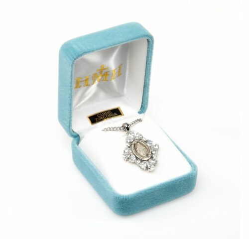 Sterling Silver Miraculous Medal with Cubic Set Zirconia's "CZ's" - Image 3