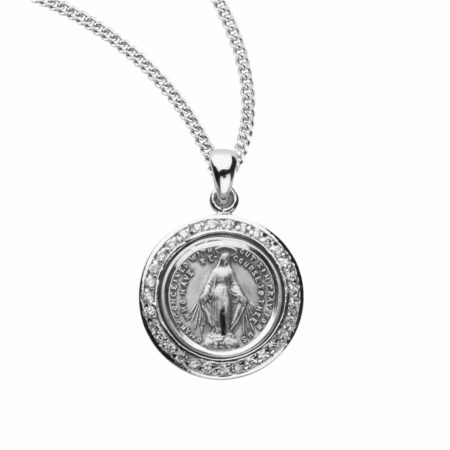 Sterling Silver Round Miraculous Crystal Cubic Zirconia "CZ's" Pendant