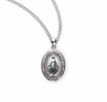 Sterling Silver Pink Cubic Zirconia "CZ" Miraculous Medal