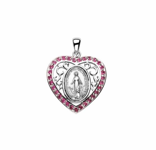 Sterling Silver Oval Miraculous Medal with Cubic Zirconia's "CZ's" - Image 2