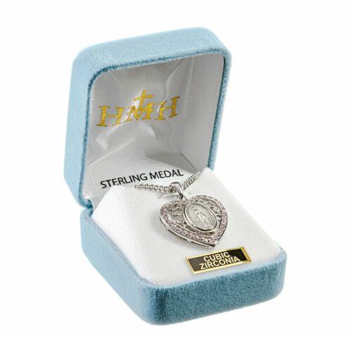 Sterling Silver Oval Miraculous Medal with Cubic Zirconia's "CZ's" - Image 3